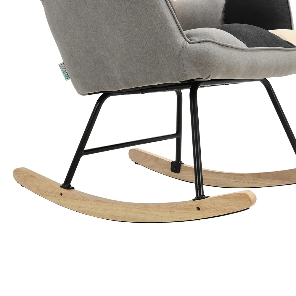Livingandhome Tufted Linen Upholstered Rocking Chair - Image 3