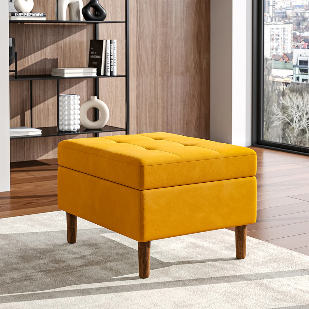 Livingandhome Tufted Rectangular Storage Ottoman - Image 2