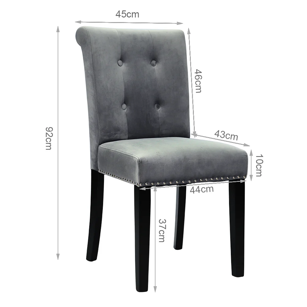 Livingandhome Tufted Velvet Dining Chair with Nailhead Trim - Image 2