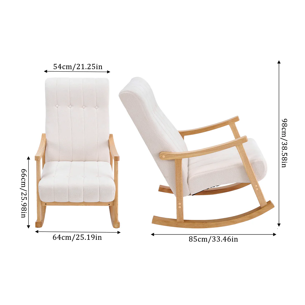 Livingandhome Tufted Velvet Lounge Rocking Chair - Image 3