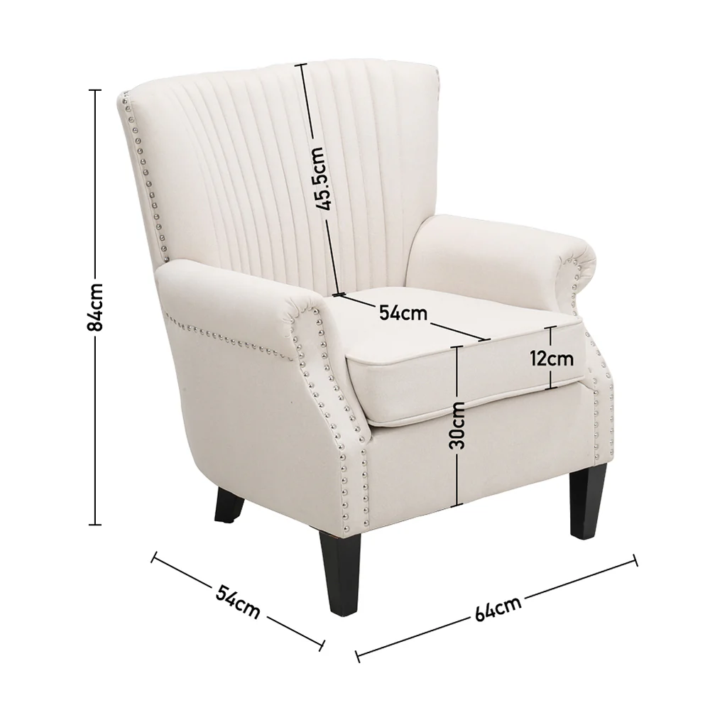 Livingandhome Upholstered Armchair with Nailhead Trim - Image 4