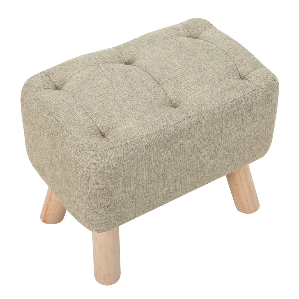 Livingandhome Upholstered Linen Footstool - Image 2