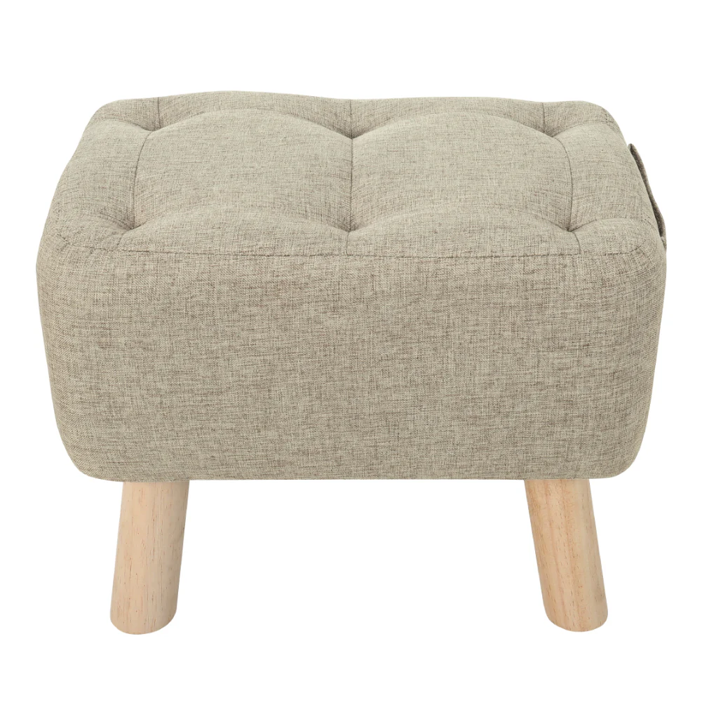 Livingandhome Upholstered Linen Footstool - Image 3