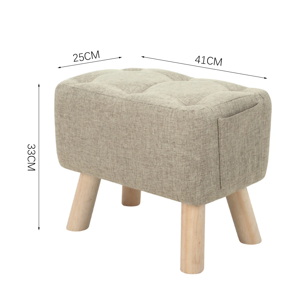 Livingandhome Upholstered Linen Footstool - Image 4