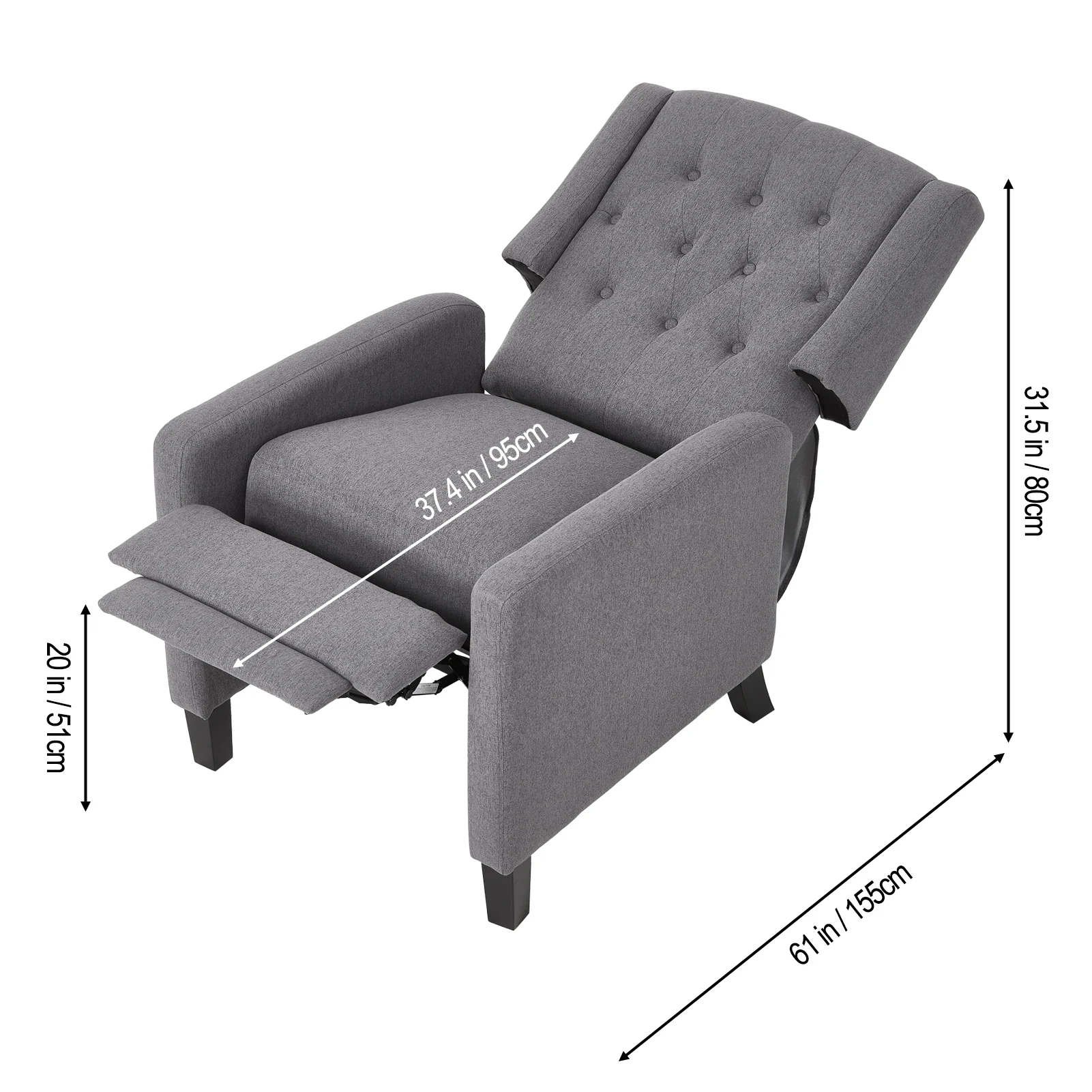 Livingandhome Upholstered Recliner Chair - Image 2