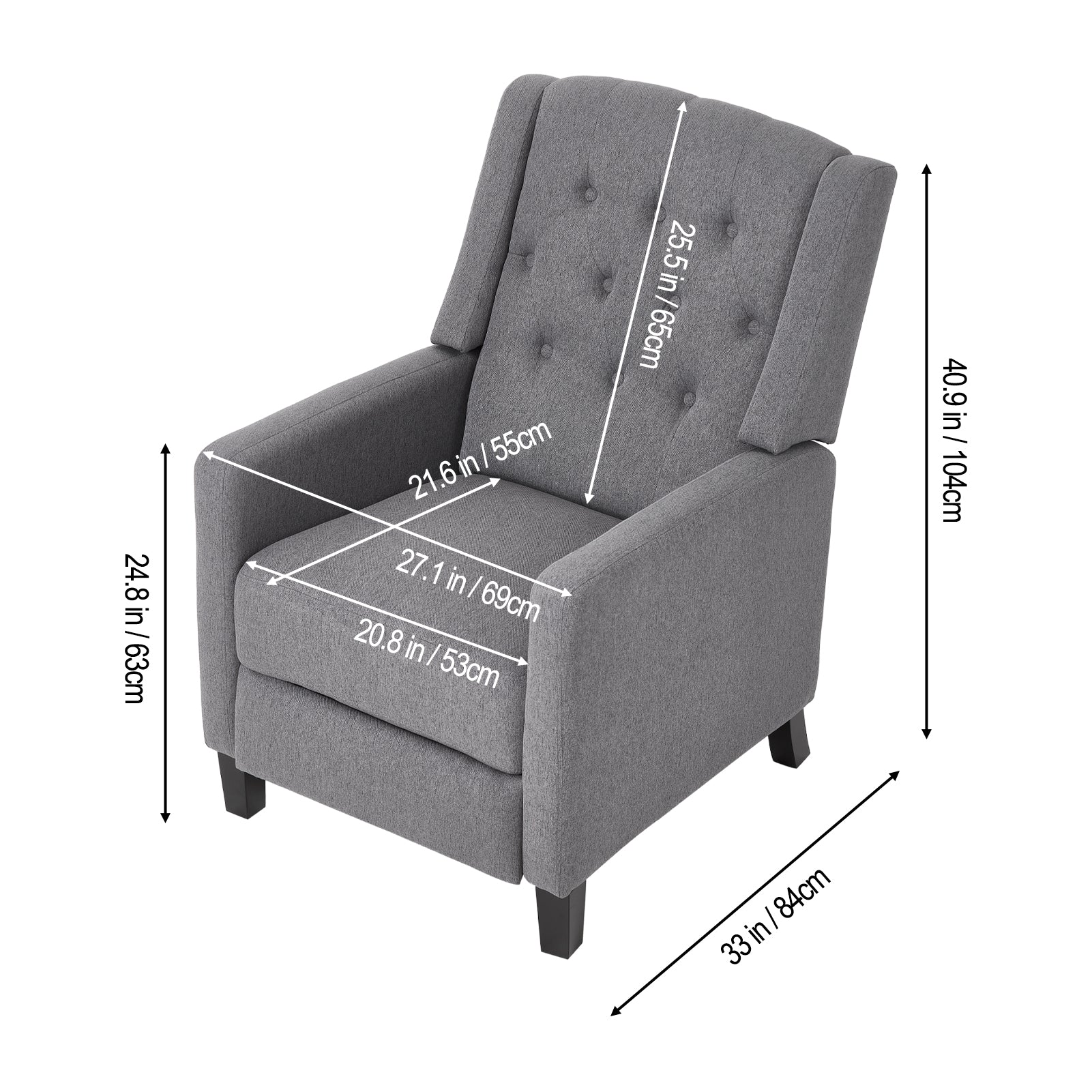 Livingandhome Upholstered Recliner Chair - Image 3