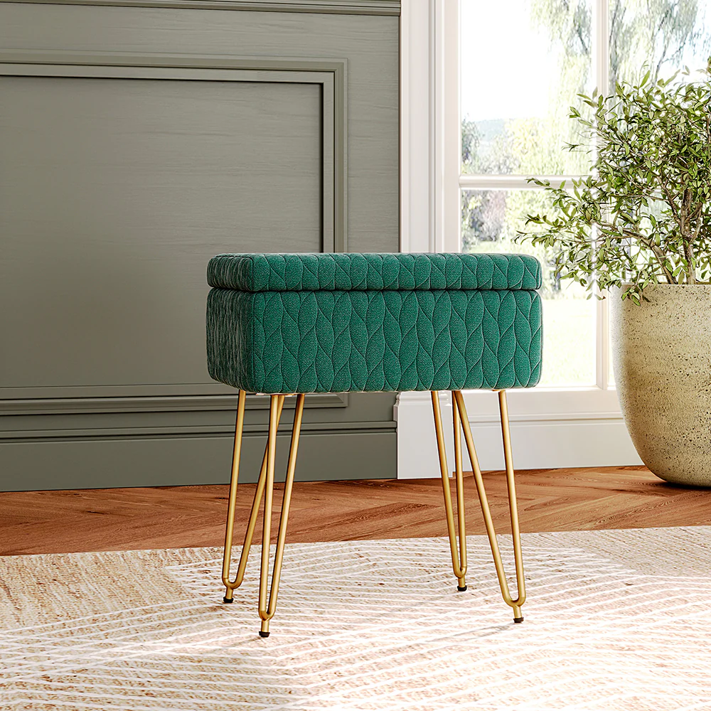Livingandhome Upholstered Rectangle Storage Footstool - Image 2