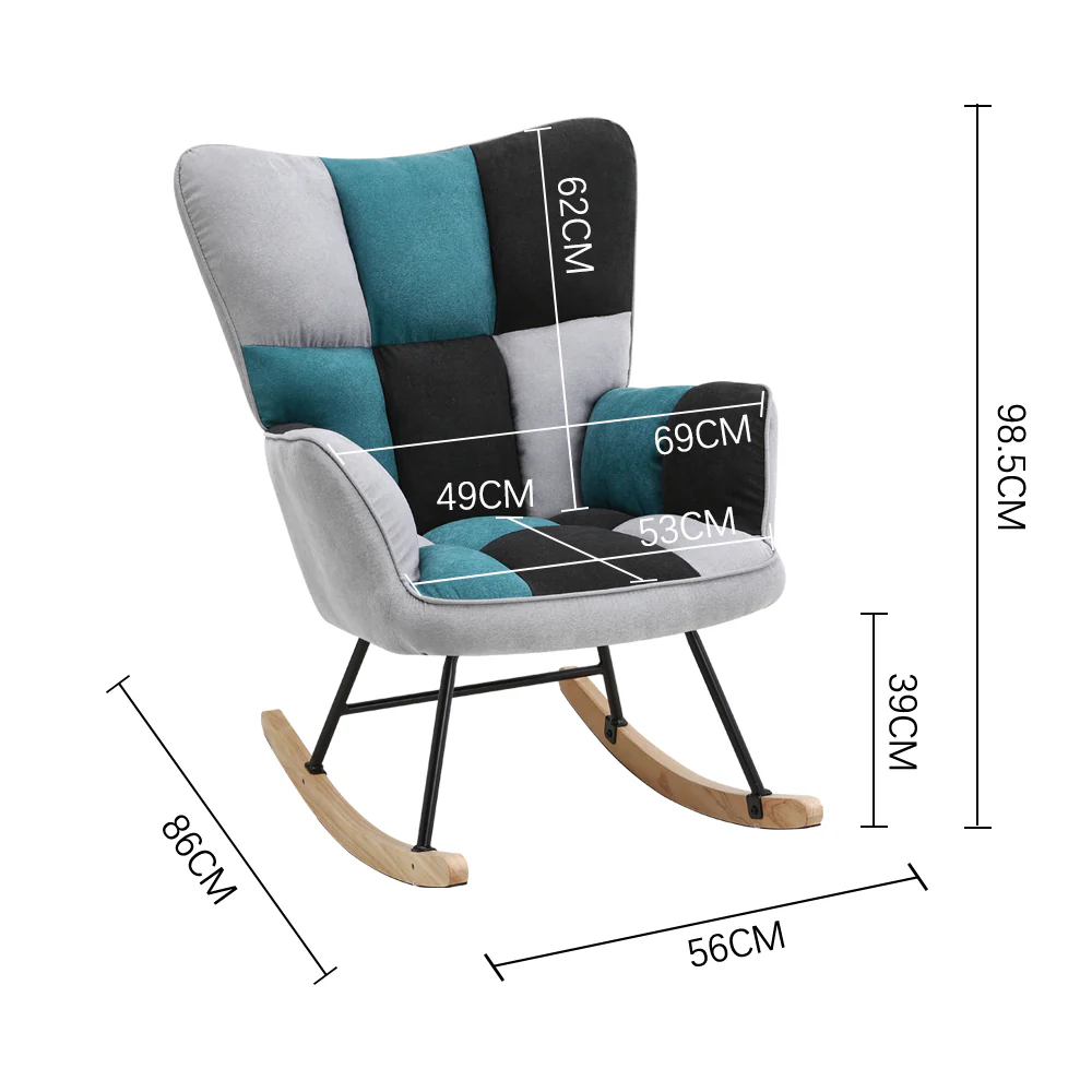 Livingandhome Upholstered Rocking Armchair with Wood Base - Image 3