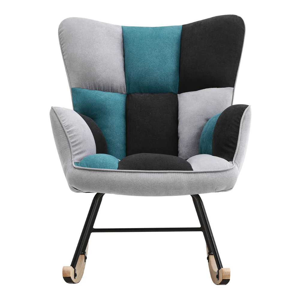 Livingandhome Upholstered Rocking Armchair with Wood Base - Image 4