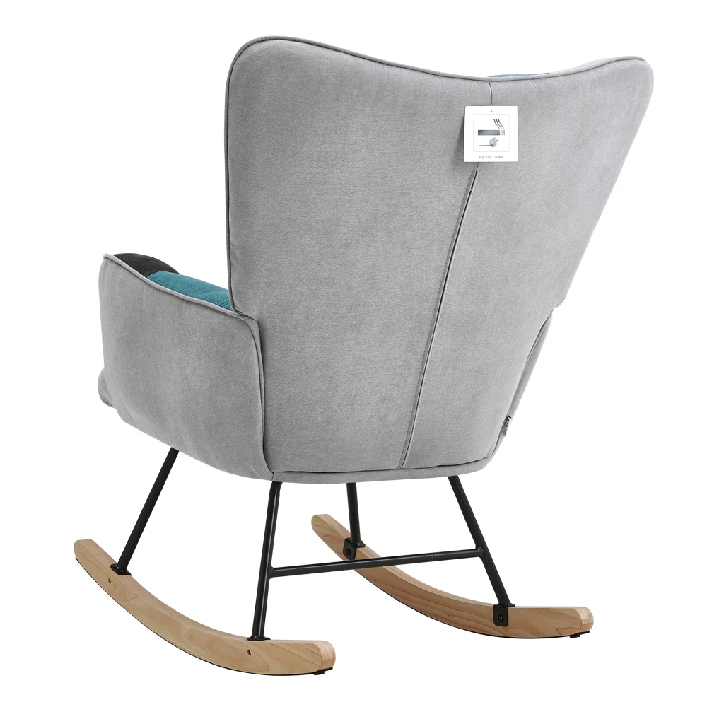 Livingandhome Upholstered Rocking Armchair with Wood Base - Image 5