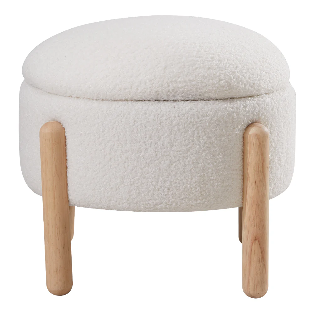 Livingandhome Upholstered Round Storage Ottoman Foot Rest - Image 3