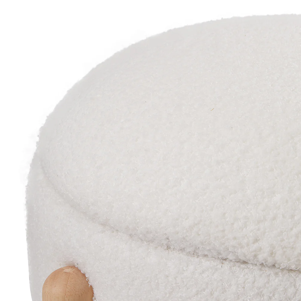 Livingandhome Upholstered Round Storage Ottoman Foot Rest - Image 4