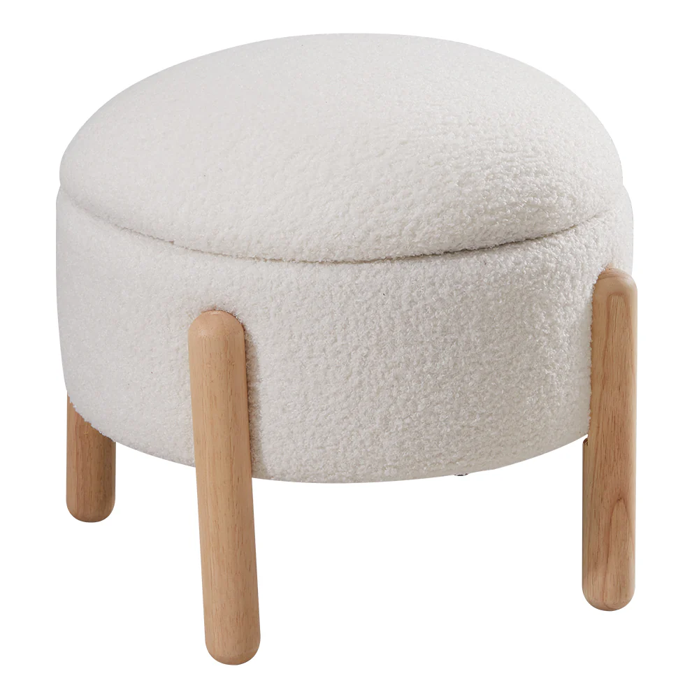 Livingandhome Upholstered Round Storage Ottoman Foot Rest - Image 6