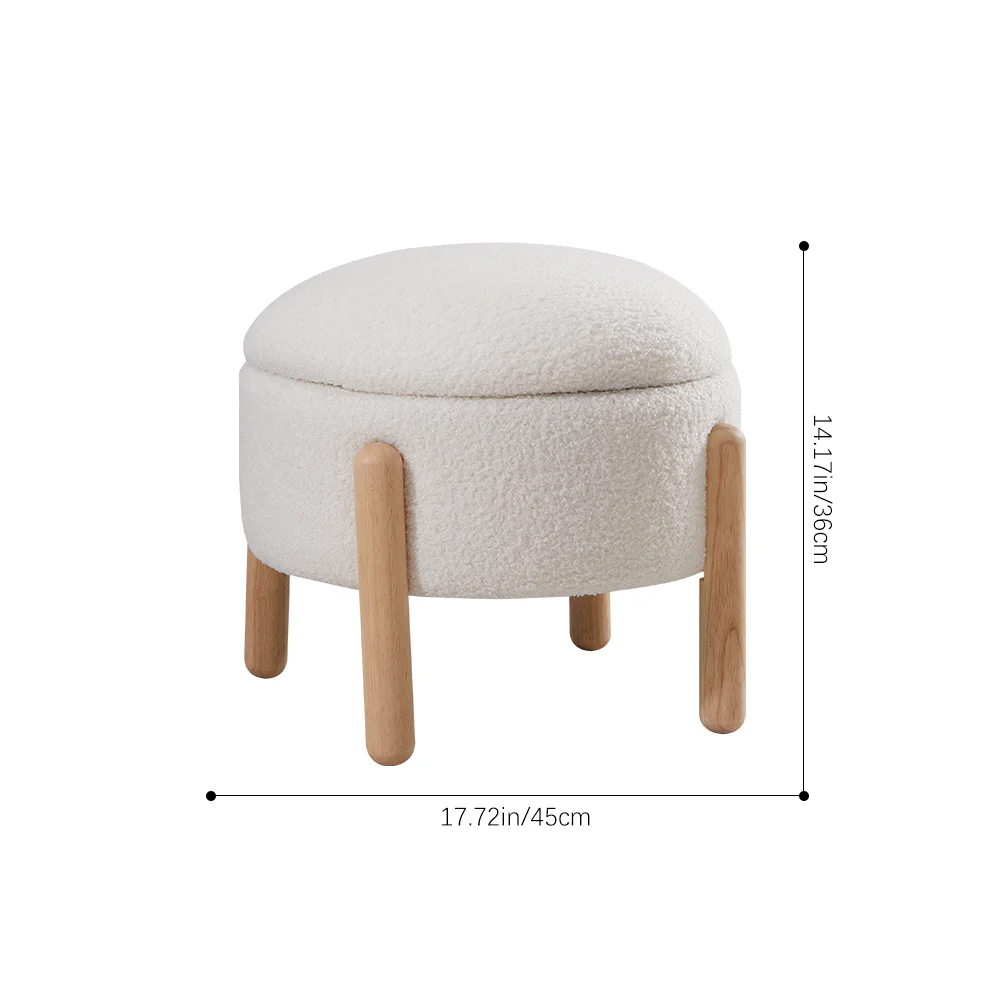 Livingandhome Upholstered Round Storage Ottoman Foot Rest - Image 7