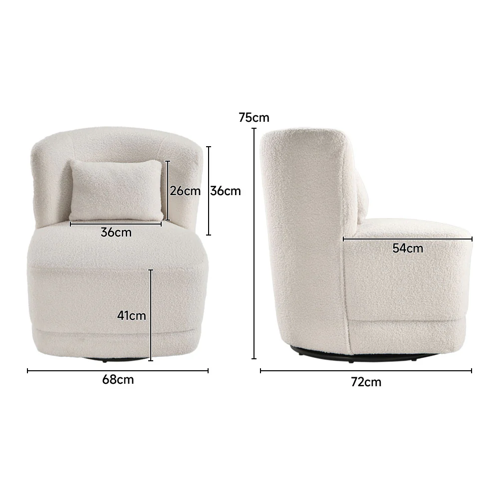 Livingandhome Upholstered Teddy Fur Swivel Chair - Image 3