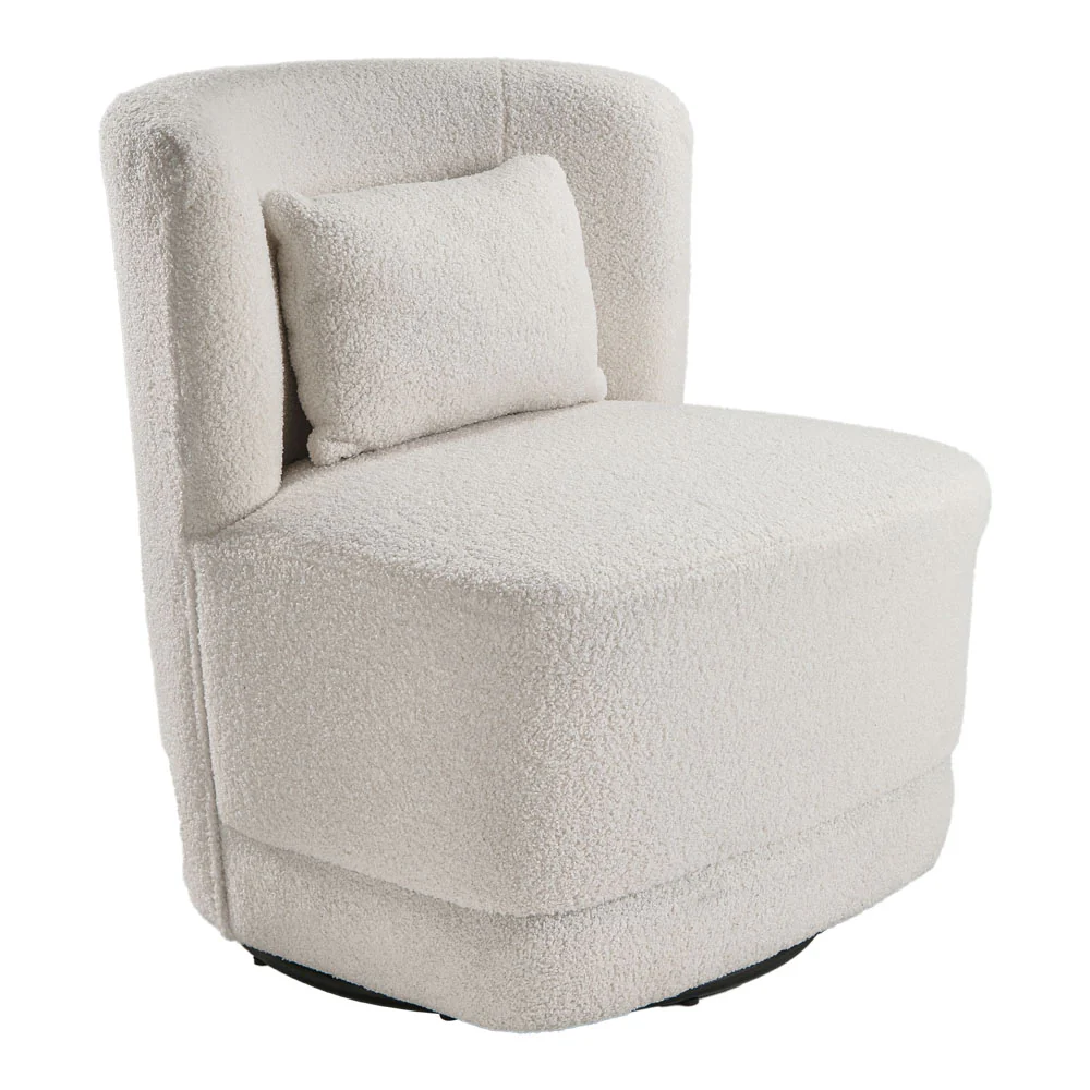 Livingandhome Upholstered Teddy Fur Swivel Chair - Image 4