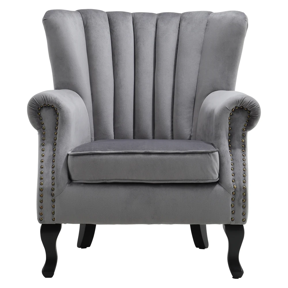 Livingandhome Upholstered Velvet Armchair - Image 3