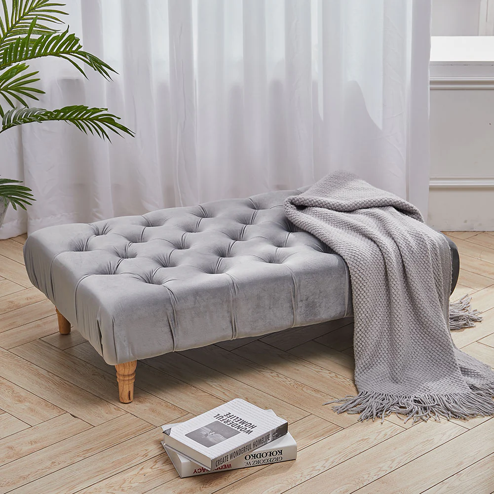 Livingandhome Upholstered Velvet Footstool - Image 2