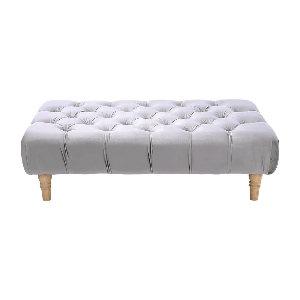 Livingandhome Upholstered Velvet Footstool - Image 4
