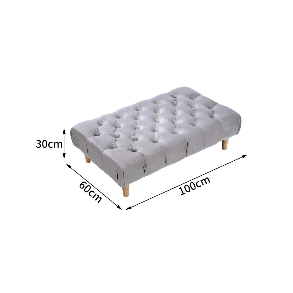 Livingandhome Upholstered Velvet Footstool - Image 5