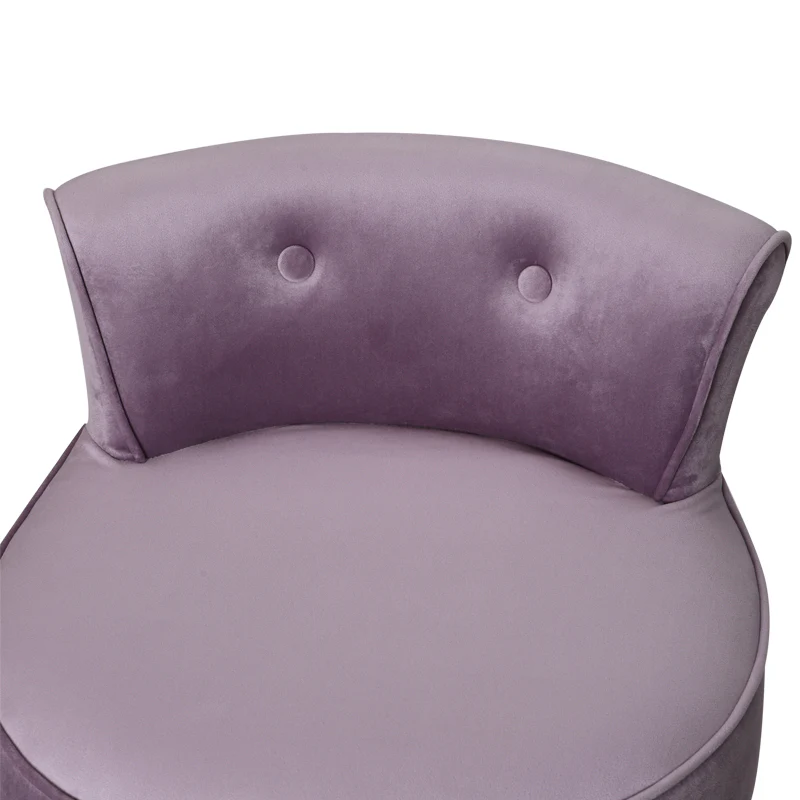 Livingandhome Upholstered Velvet Vanity Dressing Table Stool with Low Backrest - Image 3