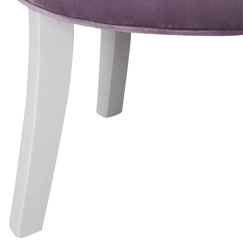 Livingandhome Upholstered Velvet Vanity Dressing Table Stool with Low Backrest - Image 5