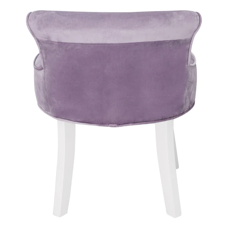 Livingandhome Upholstered Velvet Vanity Dressing Table Stool with Low Backrest - Image 6