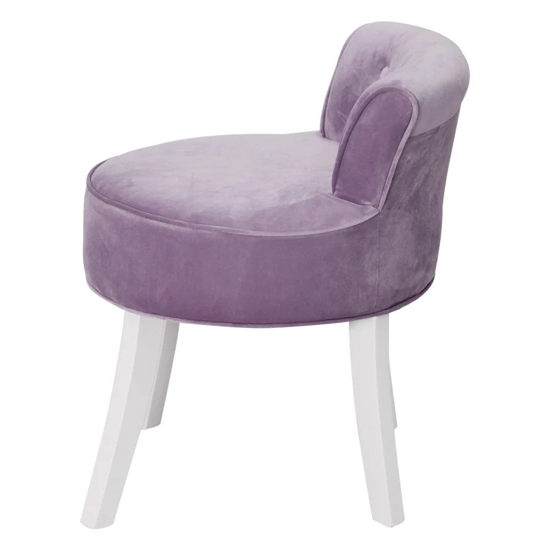 Livingandhome Upholstered Velvet Vanity Dressing Table Stool with Low Backrest - Image 7