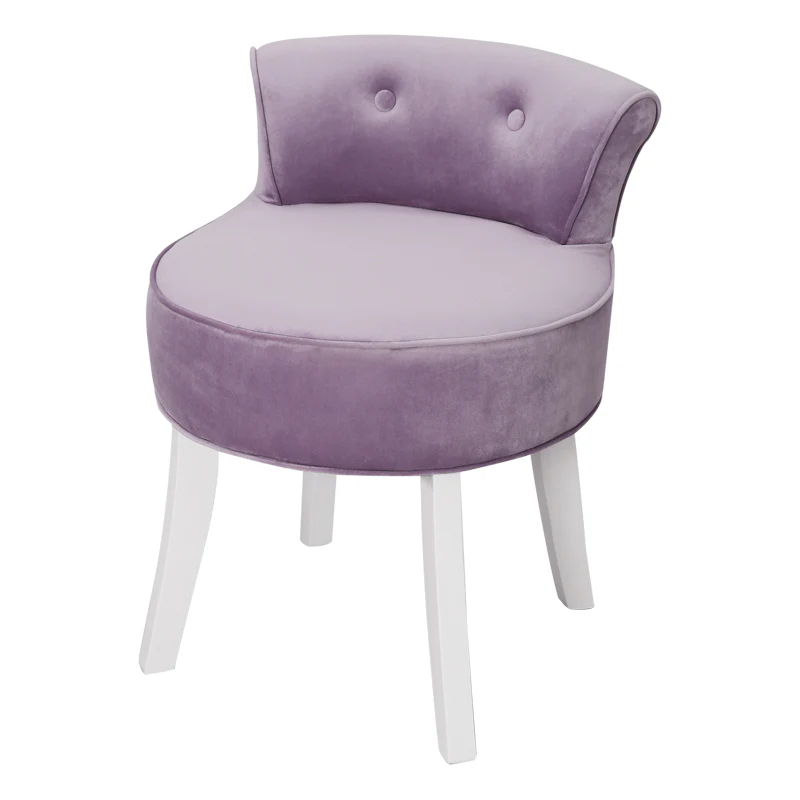 Livingandhome Upholstered Velvet Vanity Dressing Table Stool with Low Backrest - Image 8