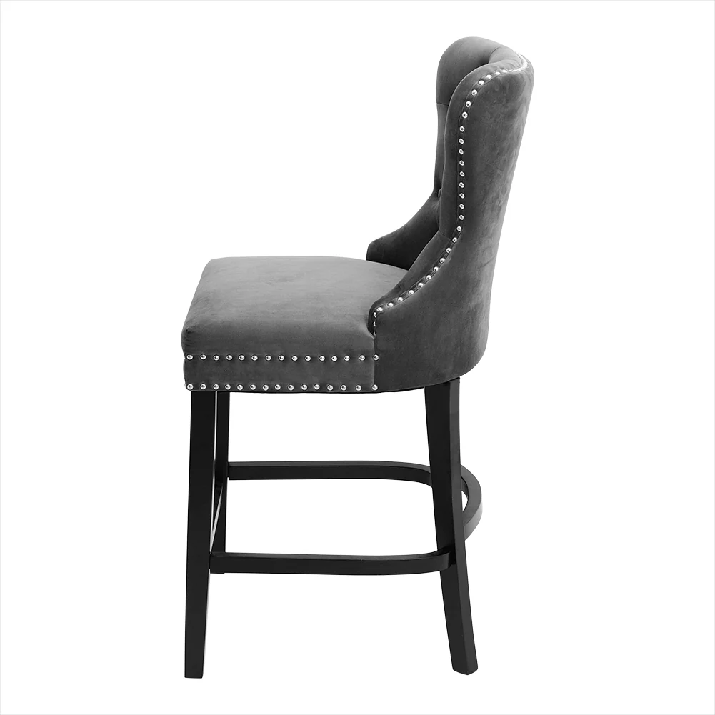 Livingandhome Velvet Bar Stool Bar Chair Dining Stool for Open Kitchen Counter - Image 6