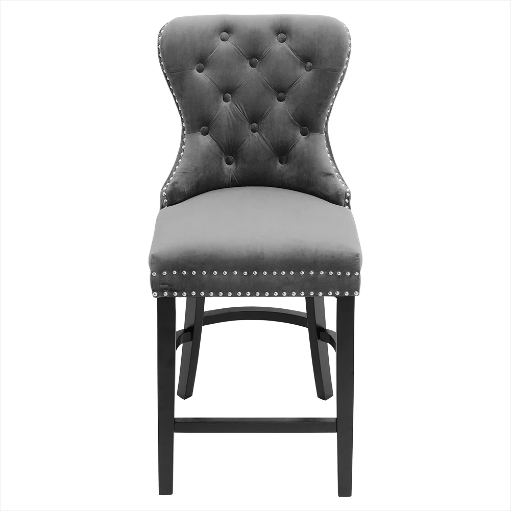 Livingandhome Velvet Bar Stool Bar Chair Dining Stool for Open Kitchen Counter - Image 8