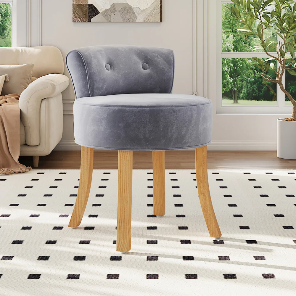 Livingandhome Velvet Soft Seat Low Back Vanity Stool Dressing Table Chair