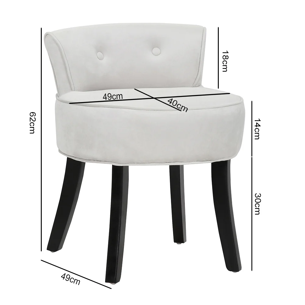 Livingandhome Velvet Soft Seat Low Back Vanity Stool Dressing Table Chair - Image 2