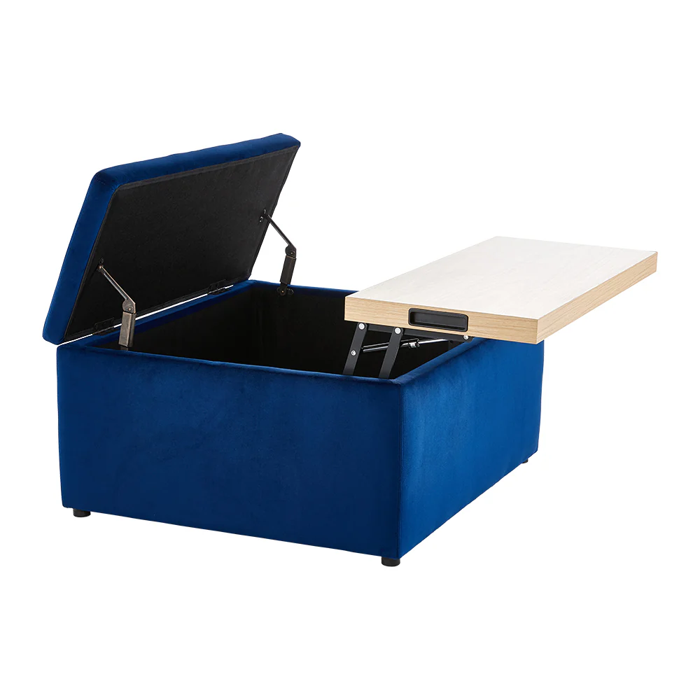 Livingandhome Velvet Storage Stool with Side Table - Image 4
