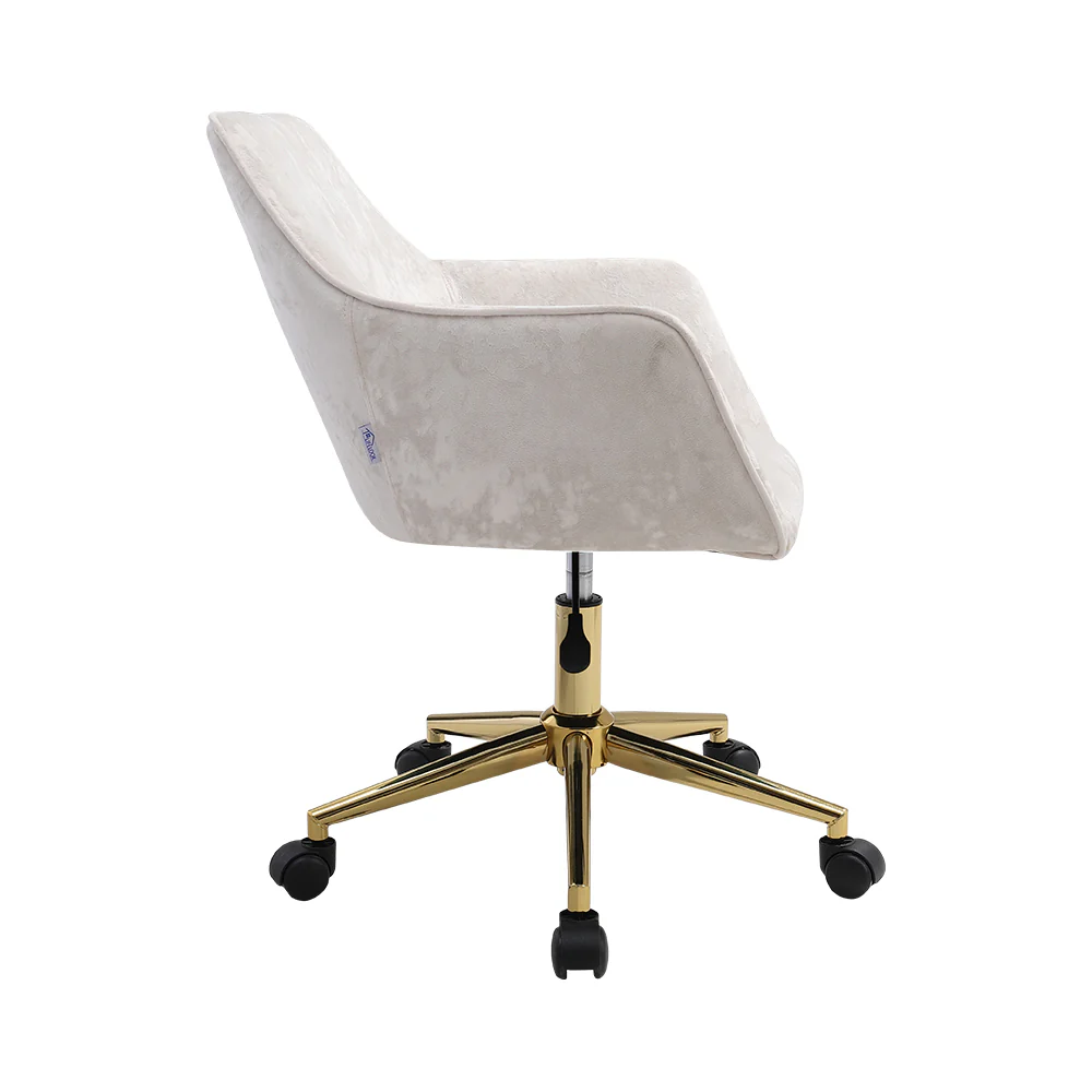 Livingandhome Velvet Upholstered Home Office Swivel Task Chair with Flared Arms - Image 5