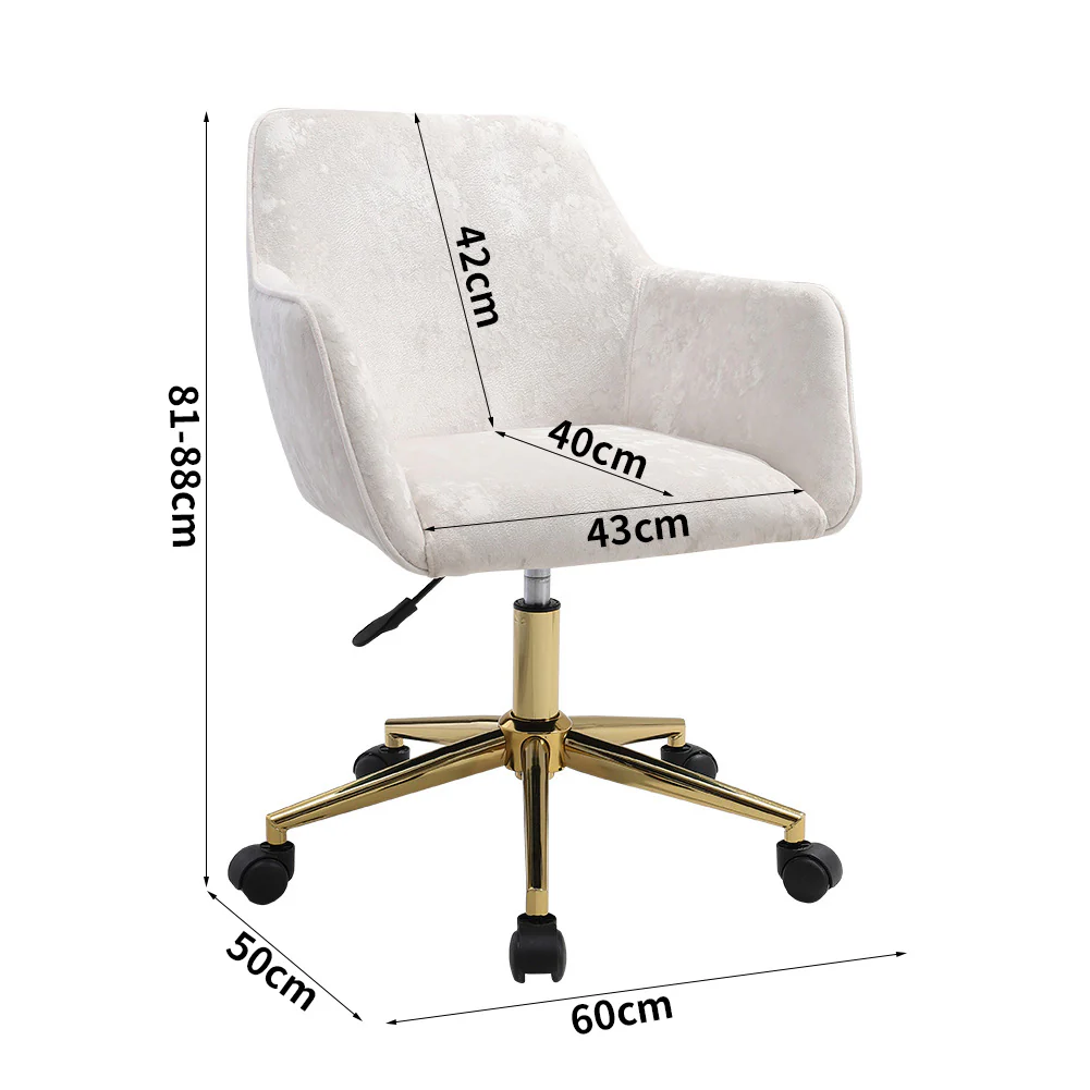 Livingandhome Velvet Upholstered Home Office Swivel Task Chair with Flared Arms - Image 8