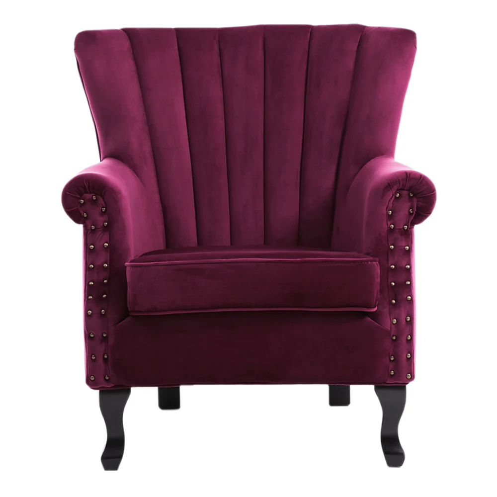 Livingandhome Velvet Upholstered Wing Back Chair - Image 3