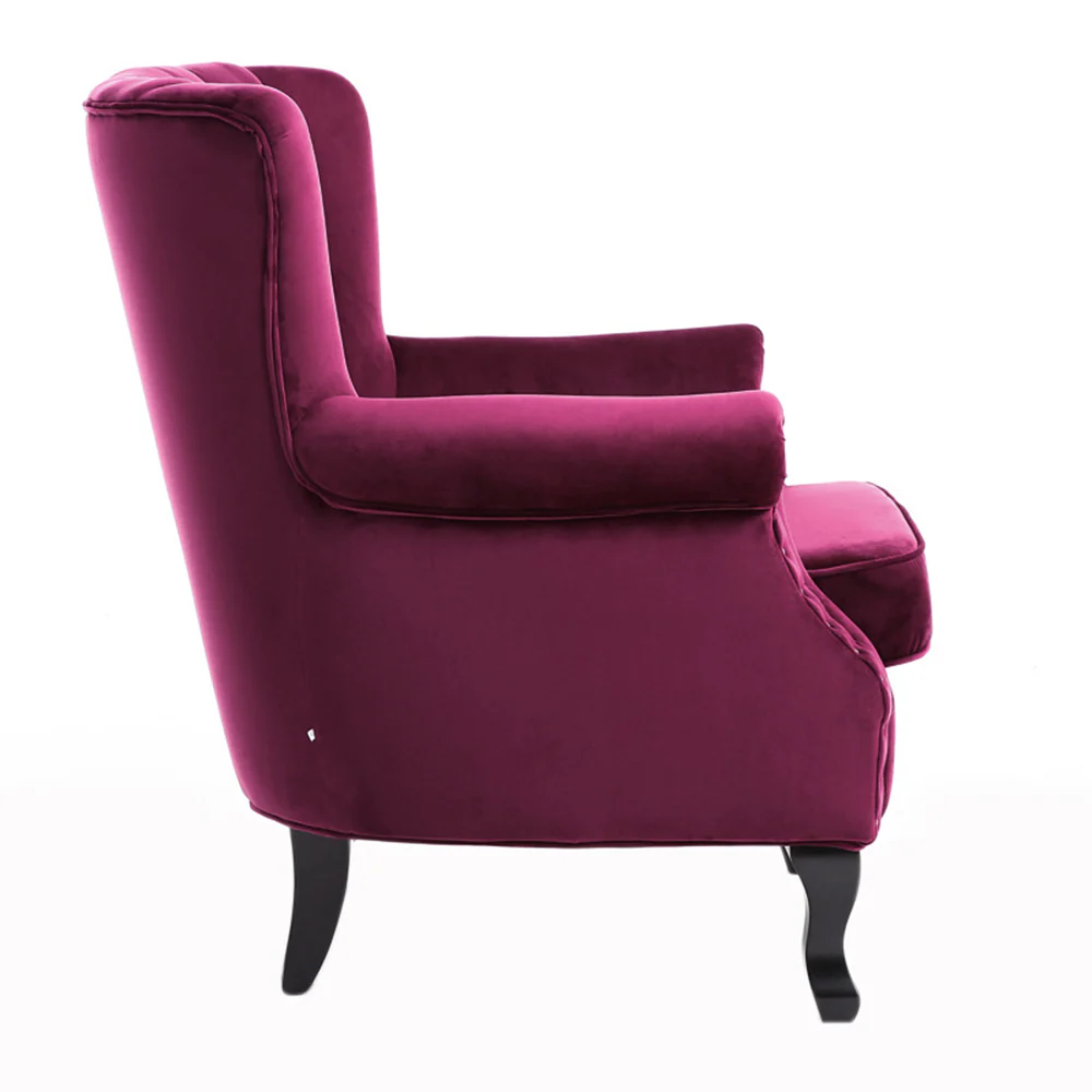 Livingandhome Velvet Upholstered Wing Back Chair - Image 5