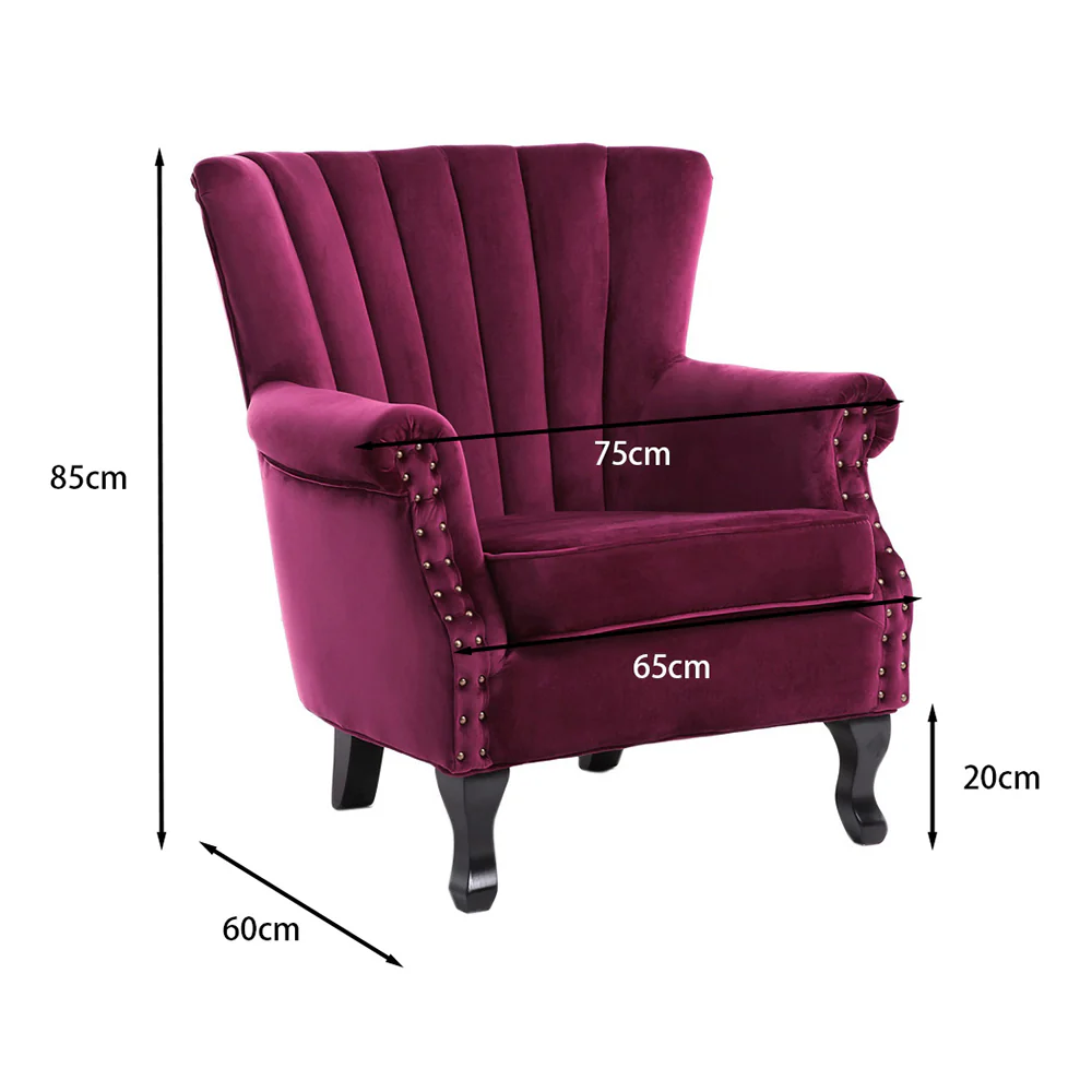 Livingandhome Velvet Upholstered Wing Back Chair - Image 6