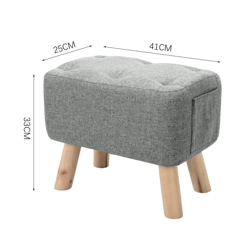 Livingandhome Versatile Linen Ottoman with Storage Pocket - Image 3