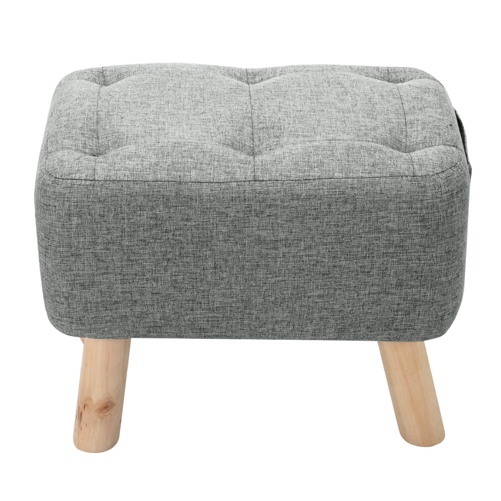 Livingandhome Versatile Linen Ottoman with Storage Pocket - Image 4