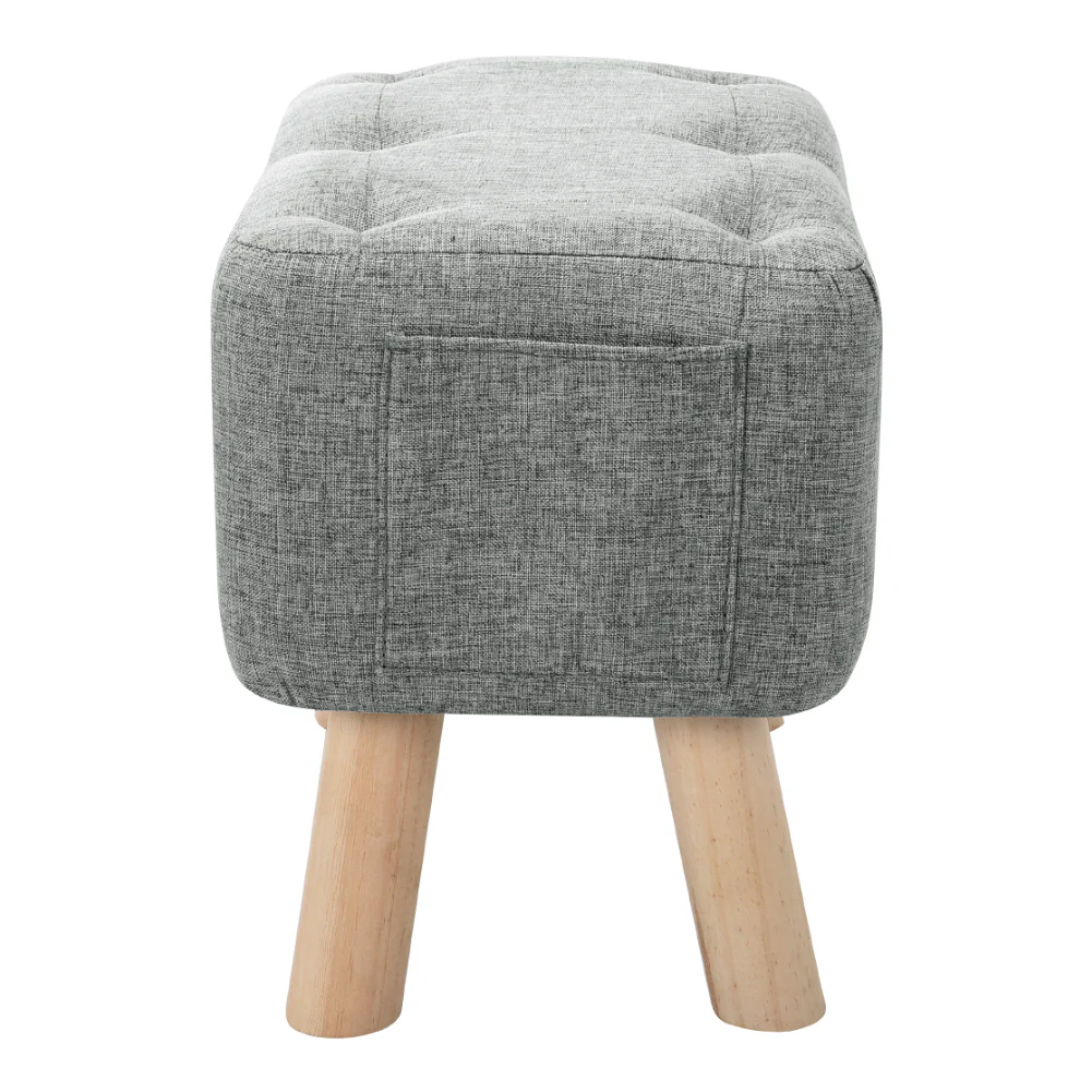 Livingandhome Versatile Linen Ottoman with Storage Pocket - Image 5