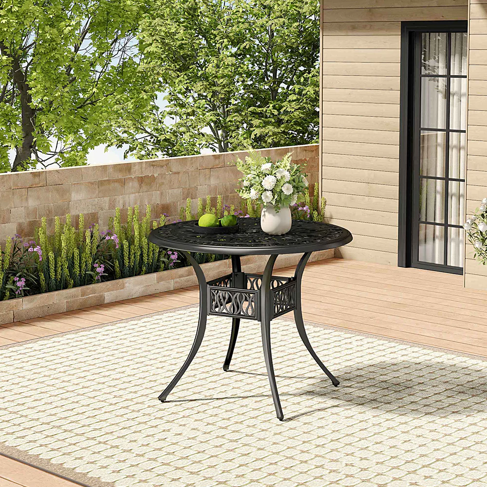 Livingandhome Vintage Round Cast Aluminum Garden Bistro Table - Image 2