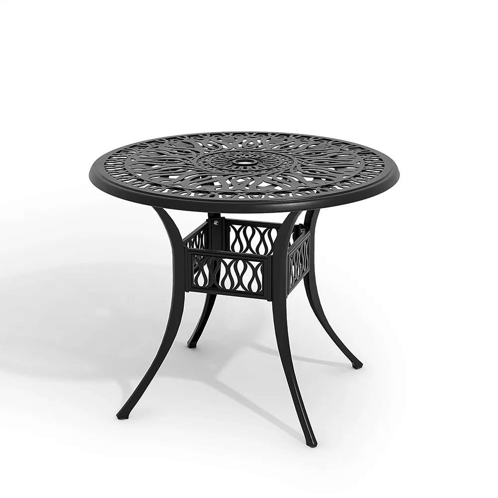 Livingandhome Vintage Round Cast Aluminum Garden Bistro Table - Image 4