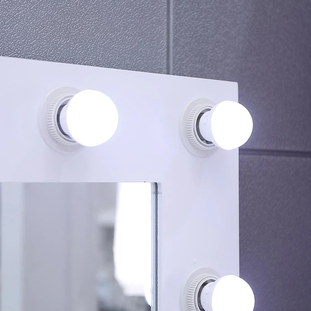 Livingandhome White Dressing Table Makeup Desk Vanity With LED Light Mirror Bedroom - Image 2