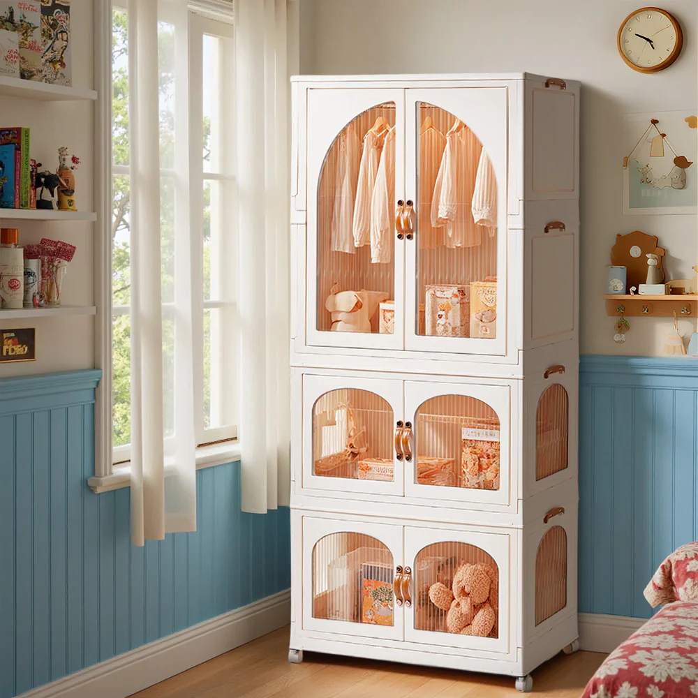 Livingandhome White Plastic Wardrobe And Toy Storage Unit - Image 2