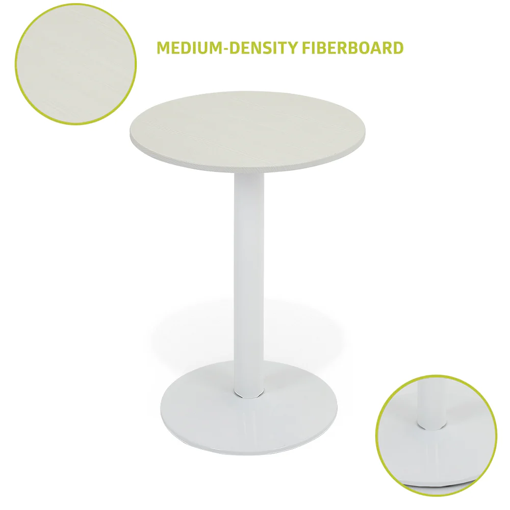 Livingandhome White Round Cafe Table with Metal Base - Image 6