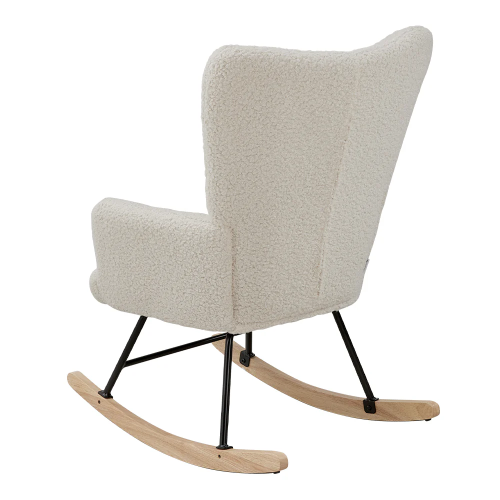 Livingandhome White Sherpa Rocking Chair - Image 5