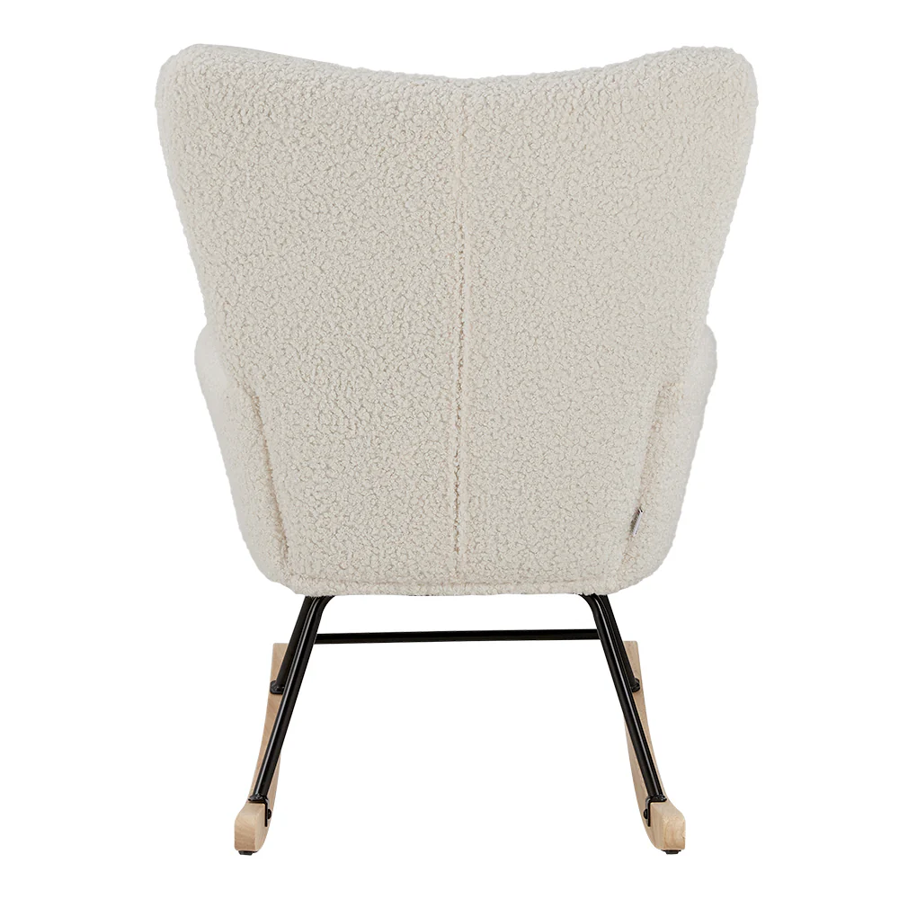 Livingandhome White Sherpa Rocking Chair - Image 7