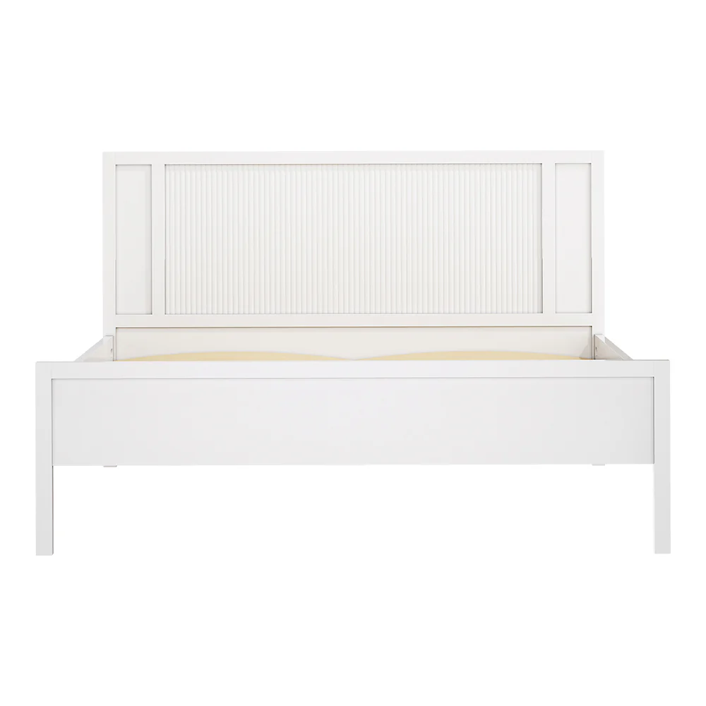 Livingandhome White Slatted Wooden Bed Frame - Image 4